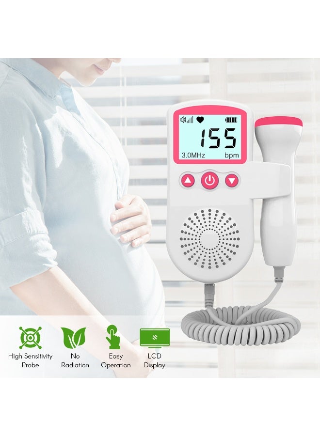Generic Doppler Fetal Heart Rate Monitor for Pregnancy, Baby Fetal Sound Heart Rate Detector - LCD Display, No Radiation, 50-230BPM Measuring Range 3MHz Foetal Heart Rate Detector, Fetal Doppler for Pregnancy Heartbeat at Home (Pink)  - Image 4