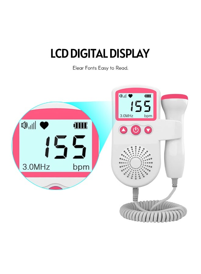 Generic Doppler Fetal Heart Rate Monitor for Pregnancy, Baby Fetal Sound Heart Rate Detector - LCD Display, No Radiation, 50-230BPM Measuring Range 3MHz Foetal Heart Rate Detector, Fetal Doppler for Pregnancy Heartbeat at Home (Pink)  - Image 2