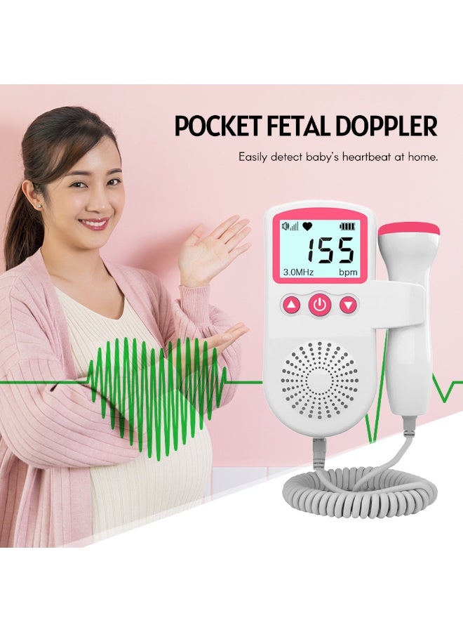 Generic Doppler Fetal Heart Rate Monitor for Pregnancy, Baby Fetal Sound Heart Rate Detector - LCD Display, No Radiation, 50-230BPM Measuring Range 3MHz Foetal Heart Rate Detector, Fetal Doppler for Pregnancy Heartbeat at Home (Pink)  - Image 3