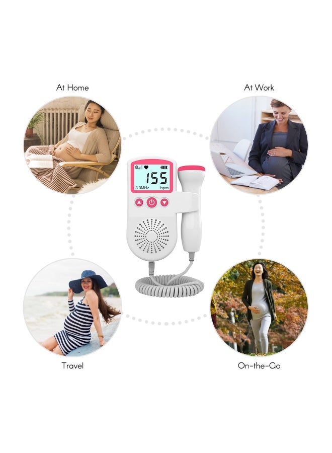Generic Doppler Fetal Heart Rate Monitor for Pregnancy, Baby Fetal Sound Heart Rate Detector - LCD Display, No Radiation, 50-230BPM Measuring Range 3MHz Foetal Heart Rate Detector, Fetal Doppler for Pregnancy Heartbeat at Home (Pink)  - Image 5