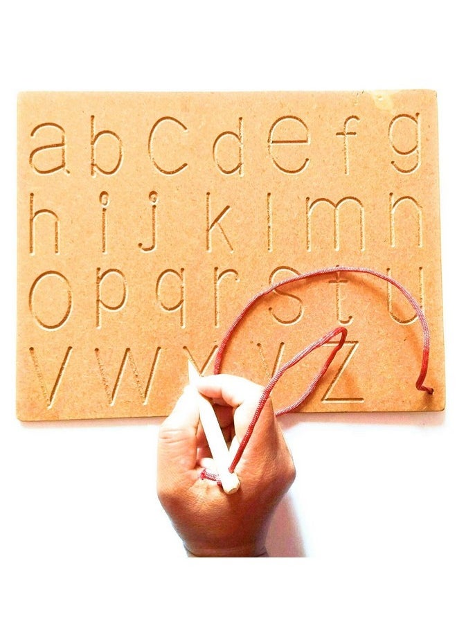 Mojo Toys - Wooden Capital Wood Alphabet, Numbers Tracing Boards Slate With Dummy Pencil Hindi Vowels Consonants Uppercase Letters Learning Board Games For Kids Boys Girls Age 2 3 4 Years (Alpha-Abc) - Image 1