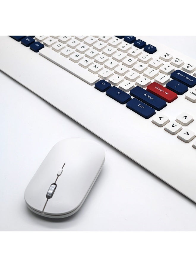 Wireless Bluetooth Office Mouse and Keyboard Set for PC, Tablet, Cell Phone, White Blue - Image 5