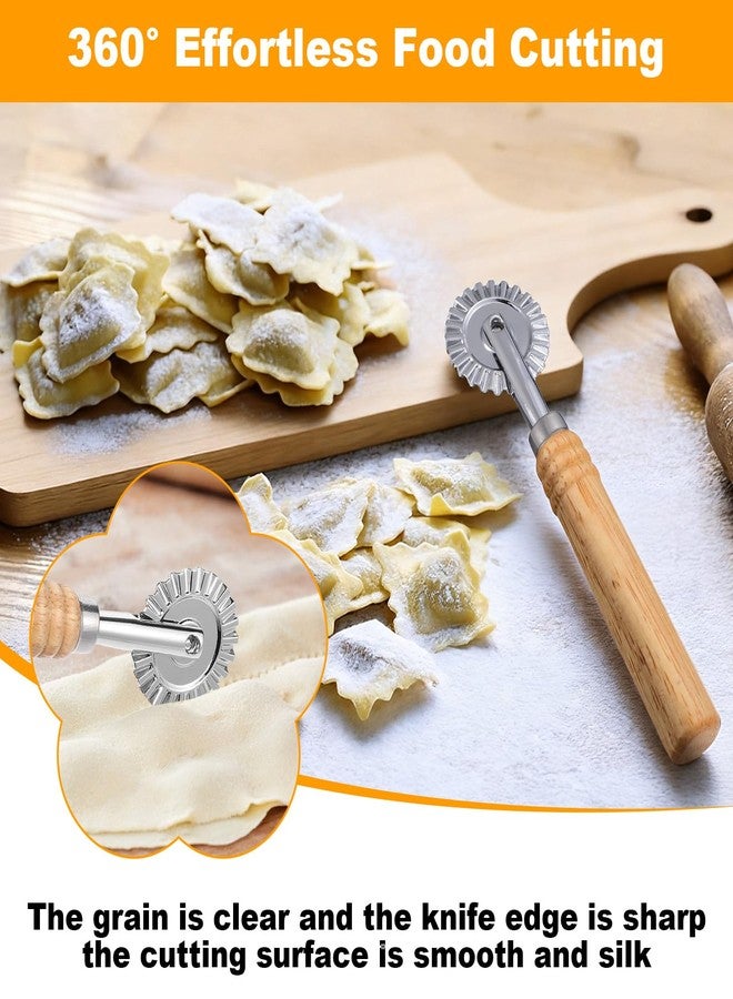 LIQWEI Pasta Cutter Wheel, Pastry and Pasta Cutter Wheel Pastry Ravioli Wheel Cutter With Long Wooden Handle for Ravioli Pasta Dumplings Lasagna Pierogi - Image 4