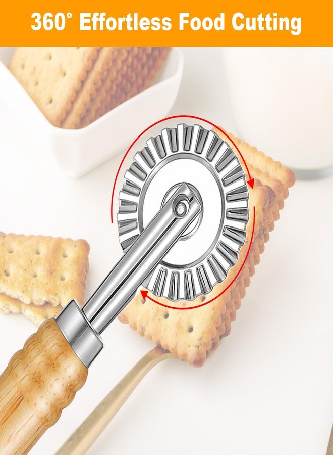 LIQWEI Pasta Cutter Wheel, Pastry and Pasta Cutter Wheel Pastry Ravioli Wheel Cutter With Long Wooden Handle for Ravioli Pasta Dumplings Lasagna Pierogi - Image 5