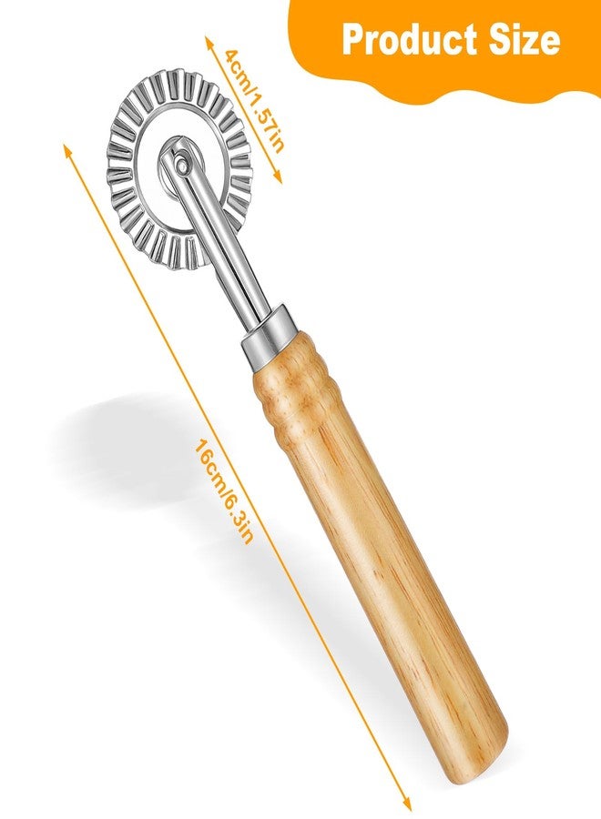 LIQWEI Pasta Cutter Wheel, Pastry and Pasta Cutter Wheel Pastry Ravioli Wheel Cutter With Long Wooden Handle for Ravioli Pasta Dumplings Lasagna Pierogi - Image 2