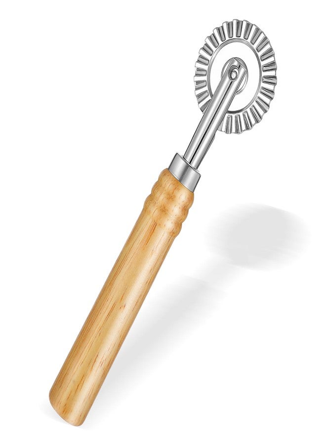 LIQWEI Pasta Cutter Wheel, Pastry and Pasta Cutter Wheel Pastry Ravioli Wheel Cutter With Long Wooden Handle for Ravioli Pasta Dumplings Lasagna Pierogi - Image 1