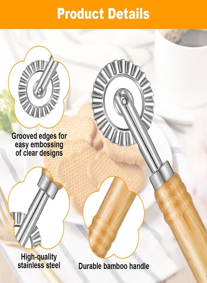 LIQWEI Pasta Cutter Wheel, Pastry and Pasta Cutter Wheel Pastry Ravioli Wheel Cutter With Long Wooden Handle for Ravioli Pasta Dumplings Lasagna Pierogi - Image 3