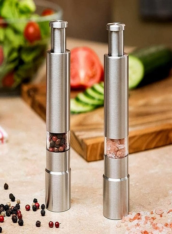 Garth Stainless Steel Thumb Presser Salt and Pepper Grinder Manual Spice Mill with Adjustable Coarseness Durable Rust Resistant Kitchen Tabletop Cooking Tool 1 Pc - Image 4