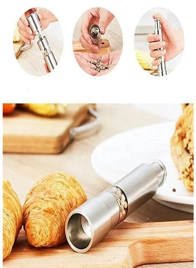 Garth Stainless Steel Thumb Presser Salt and Pepper Grinder Manual Spice Mill with Adjustable Coarseness Durable Rust Resistant Kitchen Tabletop Cooking Tool 1 Pc - Image 2