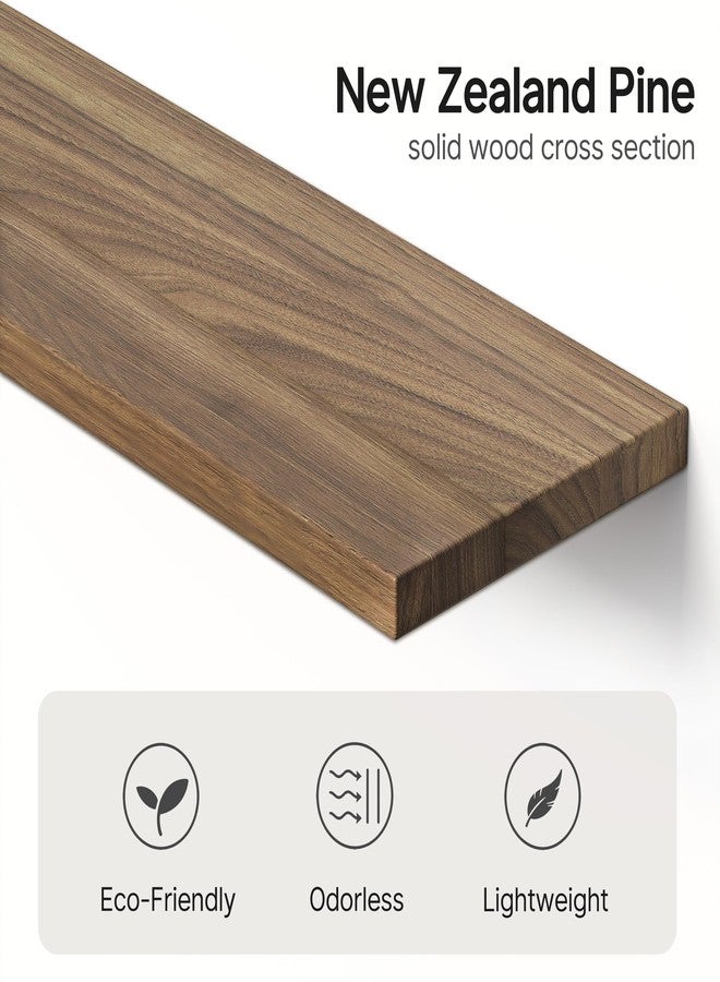 Vailando Floating Shelves for Wall, Set of 3 Solid Wood Wall Mounted Shelves, 16" Rustic Walnut Display Shelf for Bedroom, Living Room, Bathroom, and Kitchen Decor - Heavy-Duty & Natural Pine - Image 4