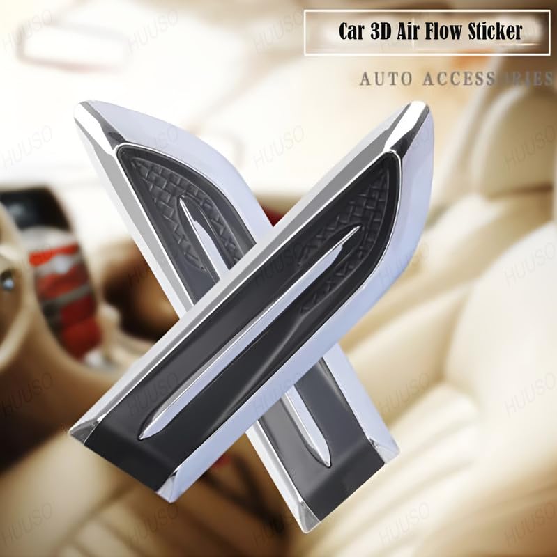 HUUSO 2 Pcs Car Air Flow Vent Cover Fender Trim Euro Duct V-619 Car Styling Fender Hood Decorative Side Aero Decal Sticker Exterior Accessory Compatible with Hyundai i20 (Type-II) 2012-2014 - Image 5
