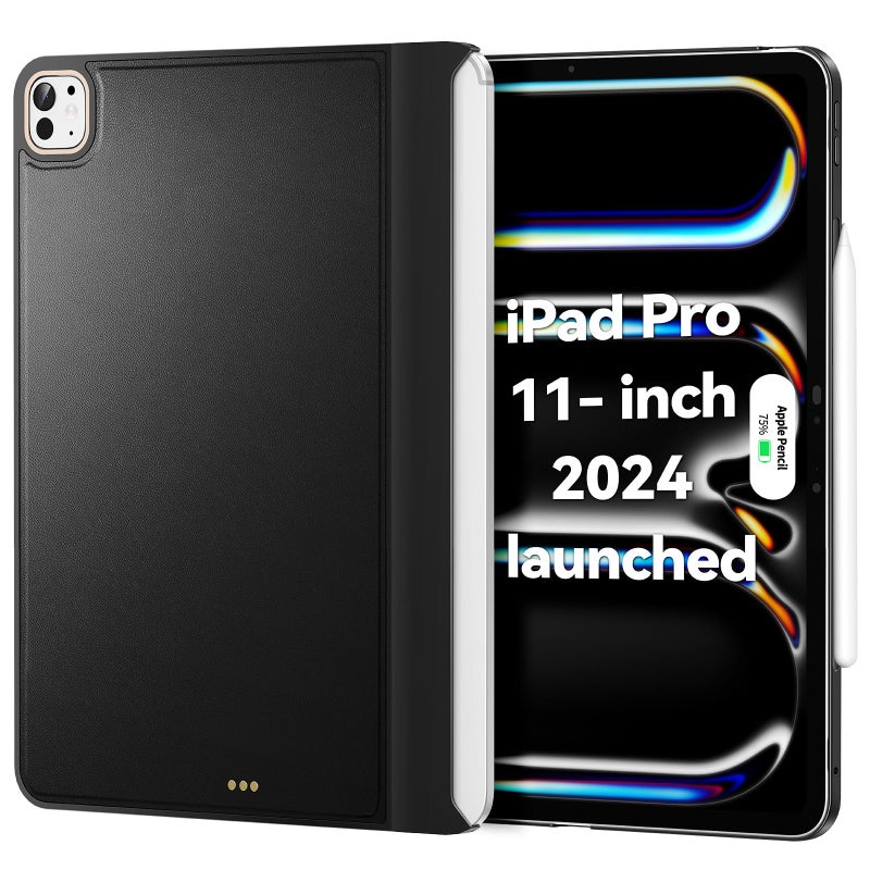 Matekxy Magic-Keyboard Compatible Case for iPad Pro 11 inch M4/M5 2024/2025, Cover for Smart MagicKeyboard Folio Slim Durability, with Durable Leather Surface, (Keyboard Not Included), Black - Image 1