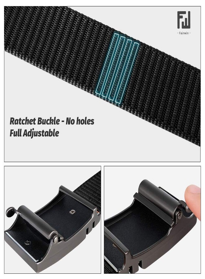 Fairwin Ratchet Web Belt,1.25 inch Nylon Web Automatic Slide Buckle Belt - No Holes and Invisible Belt Tail Web Belt for Men - Image 4