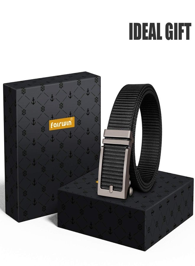 Fairwin Ratchet Web Belt,1.25 inch Nylon Web Automatic Slide Buckle Belt - No Holes and Invisible Belt Tail Web Belt for Men - Image 2