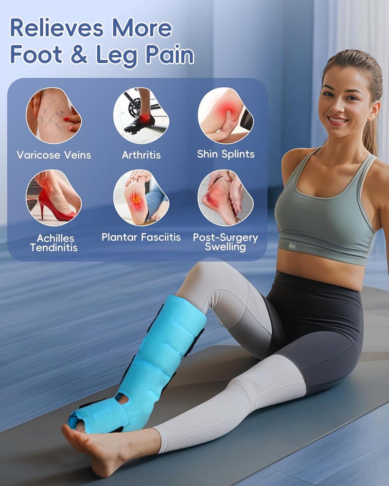 Comfytemp غطاء ثلجي مريح للقدم والكاحل قابل لإعادة الاستخدام لإصابات وتر العرقوب وآلام الساقين والدوالي والتهاب اللفافة الأخمصية والضغط الساخن والبارد هدية شفاء أساسية - Image 4
