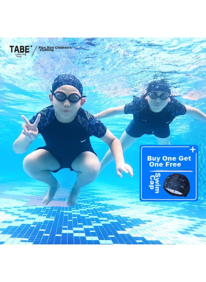 TABE Xiaozhu Toni Boys' Swimwear Set, Children's Two-piece Swimsuit, High-elasticity Non-binding, For Older Boys, Plus-size Swimwear And Trunks Set - Image 1