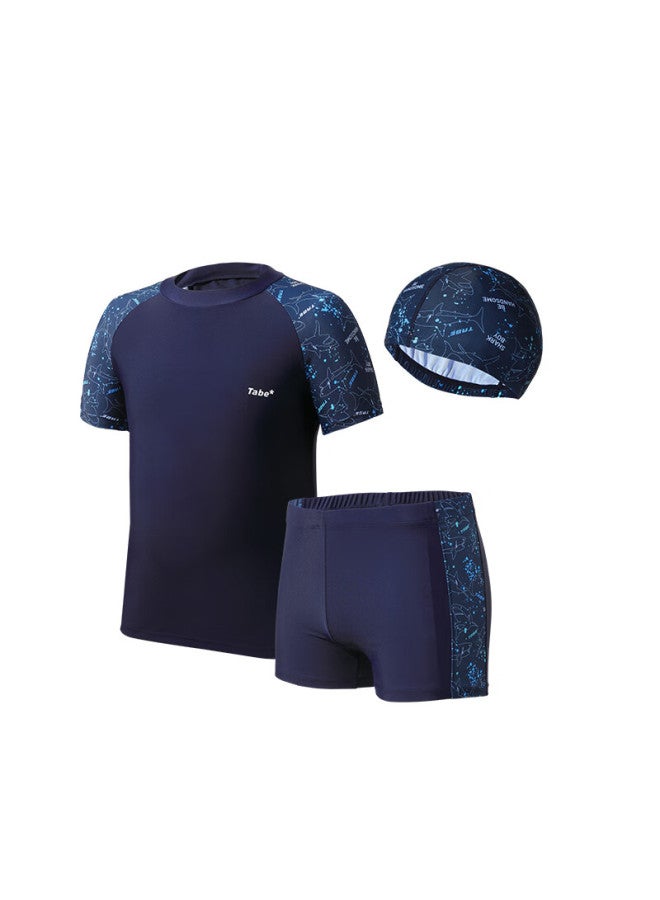 TABE Xiaozhu Toni Boys' Swimwear Set, Children's Two-piece Swimsuit, High-elasticity Non-binding, For Older Boys, Plus-size Swimwear And Trunks Set - Image 3