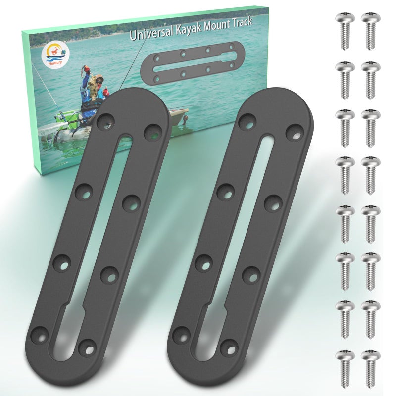 Huntury Kayak Track, Kayak Low Profile Track, Kayak Rail, Kayak Accessories Mount Track, Kayak Gear Track for Fishing Rod Holder, Fish Finder, Cup Holder, Anchor Cleat, Pack of 2, 4"", Black - Image 1