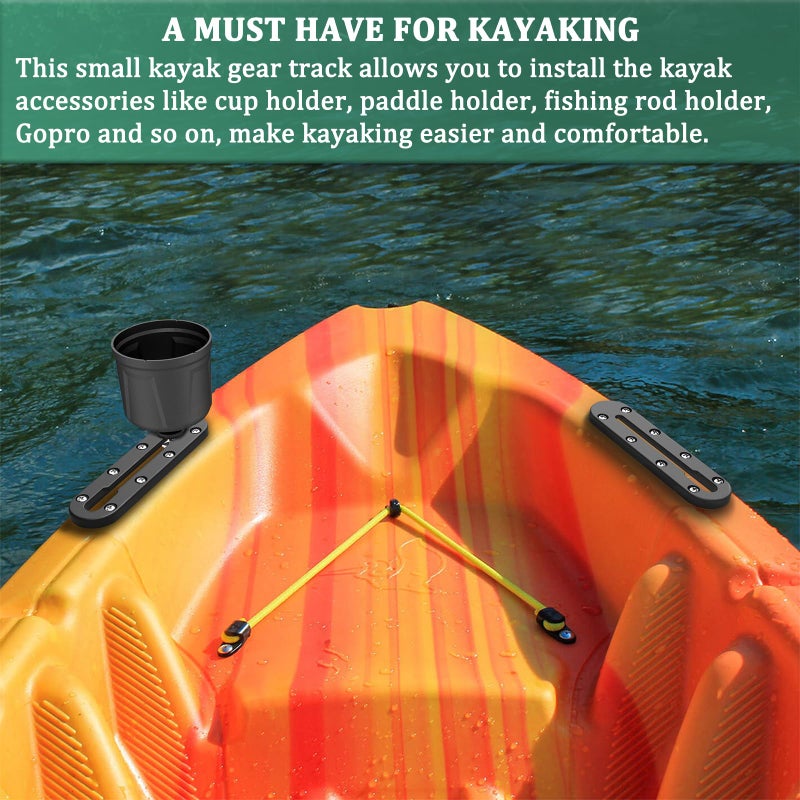 Huntury Kayak Track, Kayak Low Profile Track, Kayak Rail, Kayak Accessories Mount Track, Kayak Gear Track for Fishing Rod Holder, Fish Finder, Cup Holder, Anchor Cleat, Pack of 2, 4"", Black - Image 4