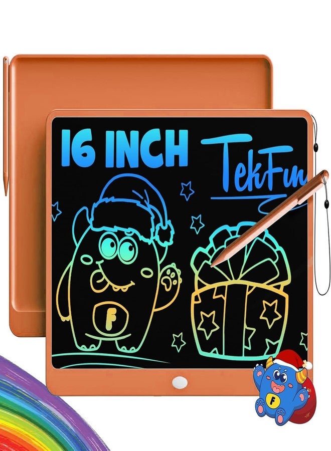 TEKFUN LCD Writing Tablet for Adults, Large Doodle Board, 16 Inch Colorful Drawing Tablet Writing Pad, Toddler Toys for 3 4 5 6 7 8 9 Year Old Girls Boys Teen, Birthday Gifts for Kids (Orange) - Image 1