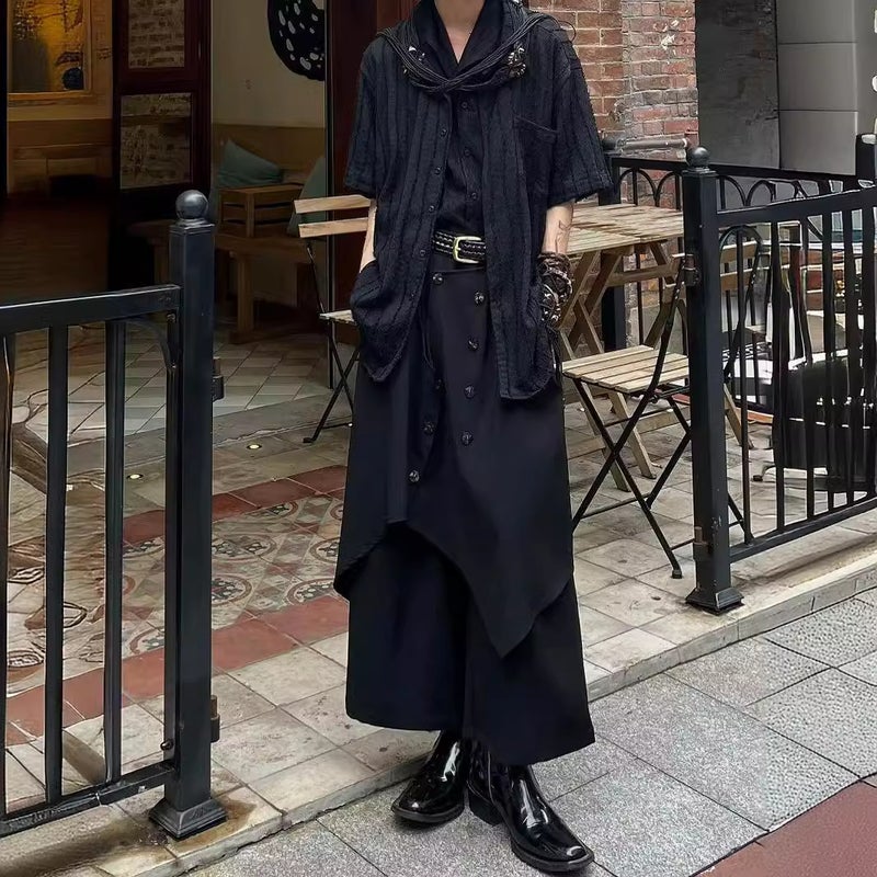Retro Japanese Yamamoto Skirt Pants Black