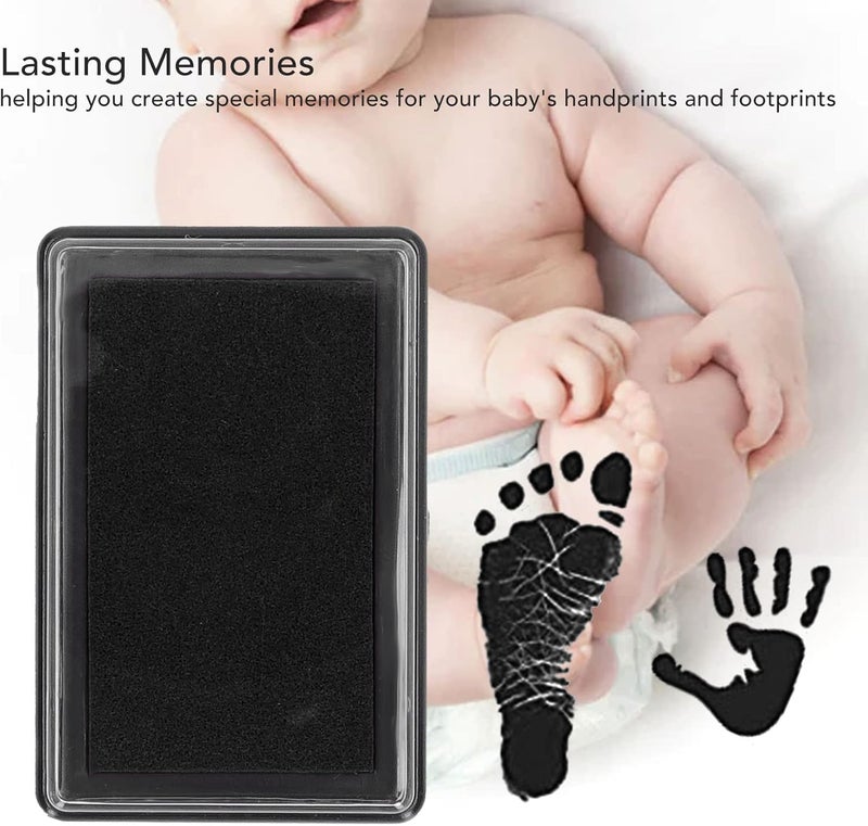 Alomejor Baby Footprint Handprint Ink Pad 9.3 x 6.5 x 2.2cm Reusable Print Pad Kits with Paper for Babies and Pets(Black Ink) - Image 3