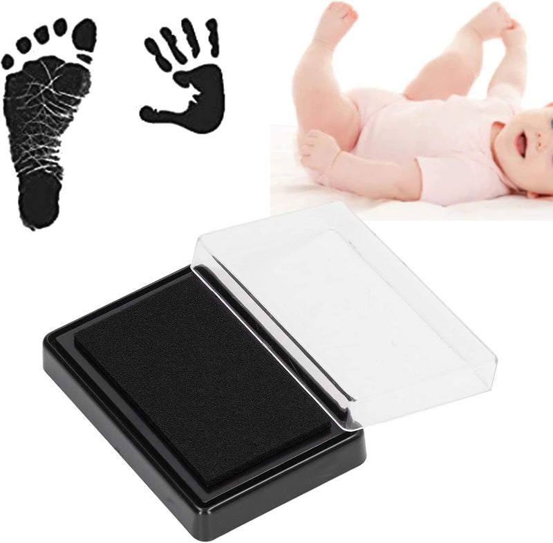 Alomejor Baby Footprint Handprint Ink Pad 9.3 x 6.5 x 2.2cm Reusable Print Pad Kits with Paper for Babies and Pets(Black Ink) - Image 4