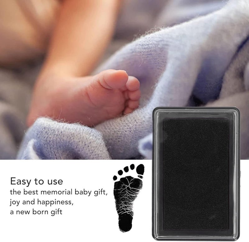 Alomejor Baby Footprint Handprint Ink Pad 9.3 x 6.5 x 2.2cm Reusable Print Pad Kits with Paper for Babies and Pets(Black Ink) - Image 5