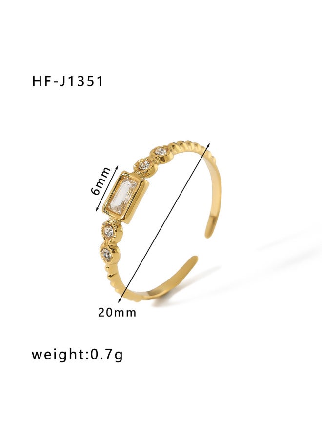 Influencer Picks Women's 18k Real Gold Stainless Steel Small Sugar Cube White Diamond Ring Feminine High-end Ring