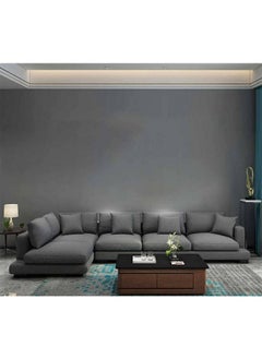 Al Home 5 Seater L-shape Sofa - Linen - 85x180x300x70 Cm - Grey  - Image 1