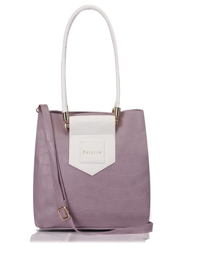 PHILLIN Women's Handbag Stylish Bags with 3 Compartments for Casual and Professional | Stylish Big Size Purs | Soft Leather Bags for Women - (Purple) - Image 1