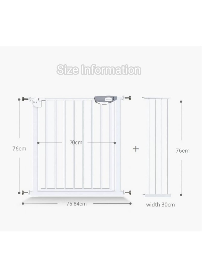 Auto-Close Safety Baby Gate, Extra Wide Child Gate with 10 cm Extension Kit, Maximum Suitable for 94 cm, Baby Gates for Stairs and Doorways, Easy Install