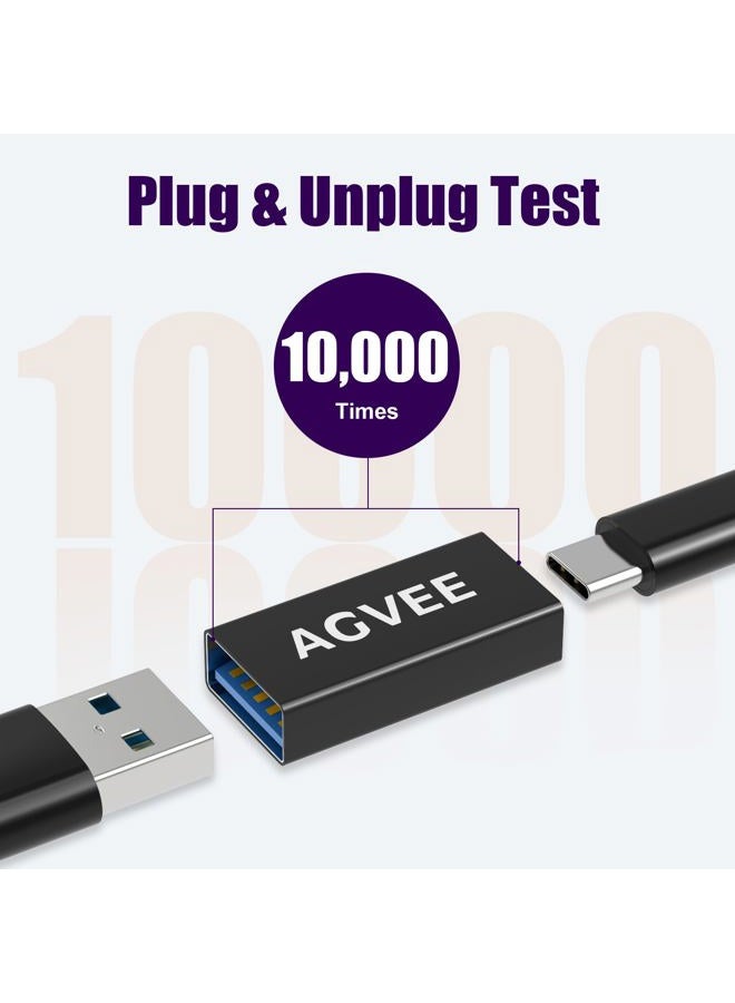 AGVEE [4 Pack] USB-A 3.0 Female to USB-C Female Adapter, USB Type-C 3.1 Gen-1 Converter Coupler Extension Extender for MacBook Pro/Air, iPad Pro 2020 2018 Air 4, Samsung S20 S10 Note 20 10, Black - Image 5