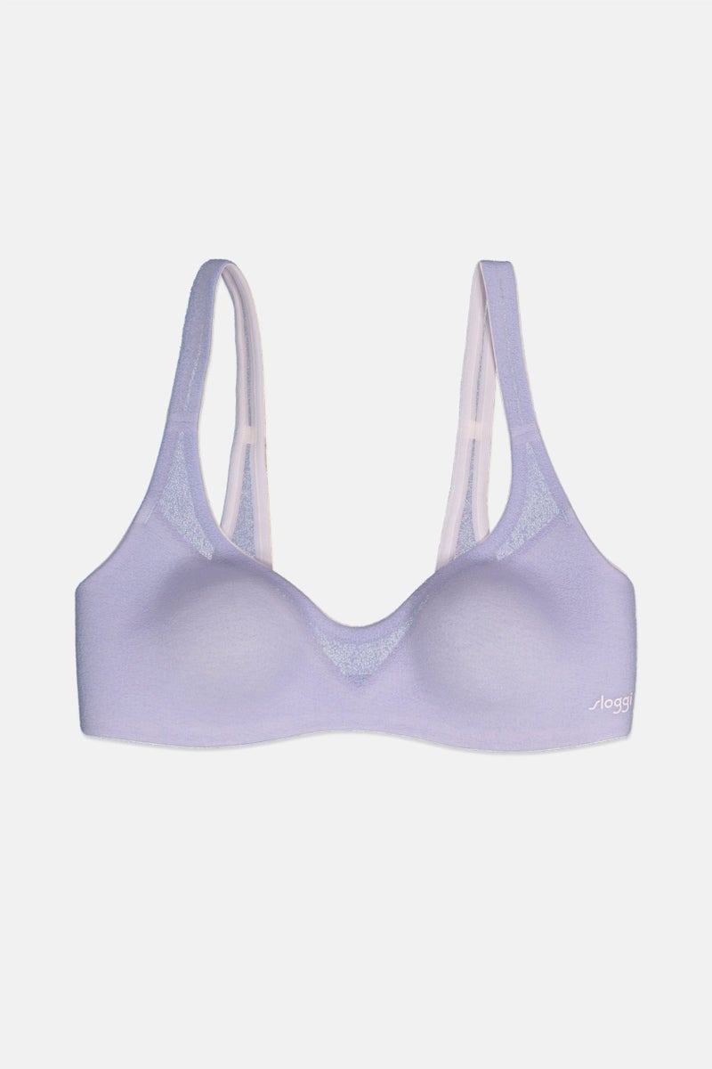 sloggi Women Textured Lightly Padded Soft Bra, Light Blue - Image 1