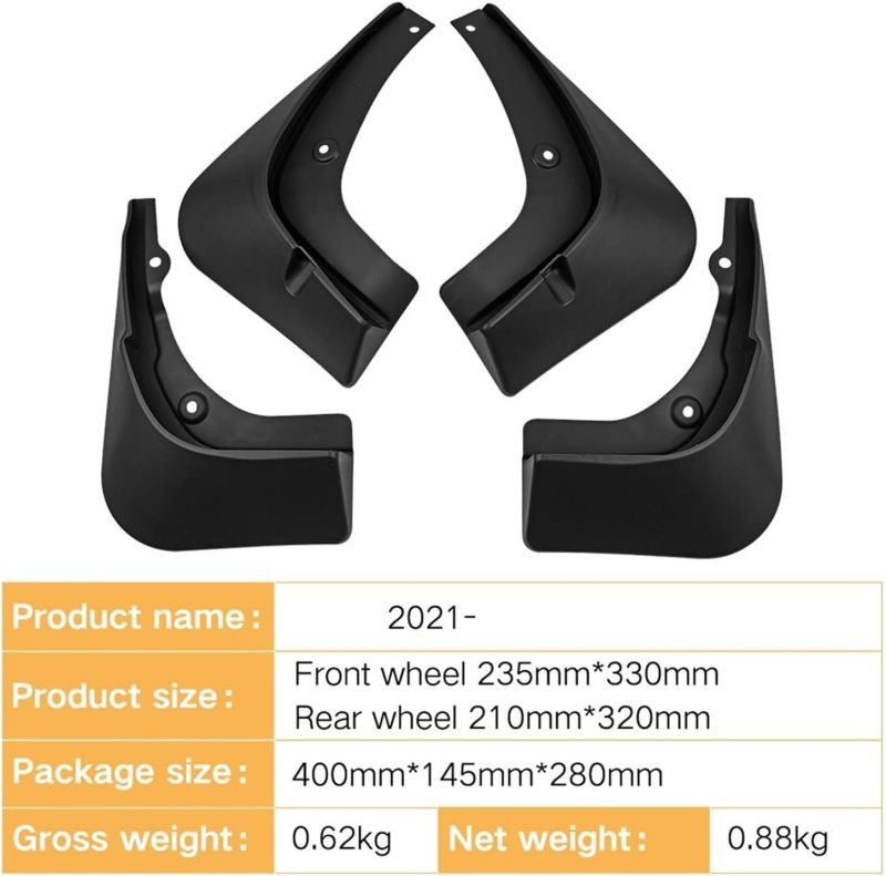 Mud Flaps For Genesis GV70: 4-Piece Set - No-Drill Installation Custom Fit Splash Guards - Durable PP Plastic Wheel Arch Protectors For 2021-2024 Genesis GV70 Automotive Use - Image 3