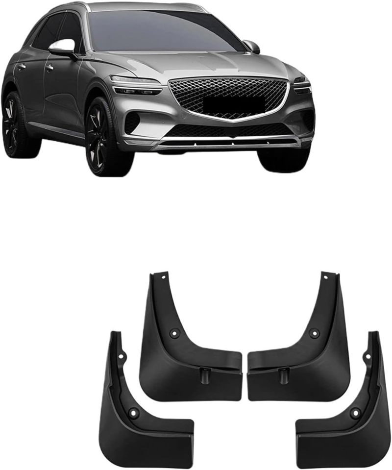 Mud Flaps For Genesis GV70: 4-Piece Set - No-Drill Installation Custom Fit Splash Guards - Durable PP Plastic Wheel Arch Protectors For 2021-2024 Genesis GV70 Automotive Use - Image 1