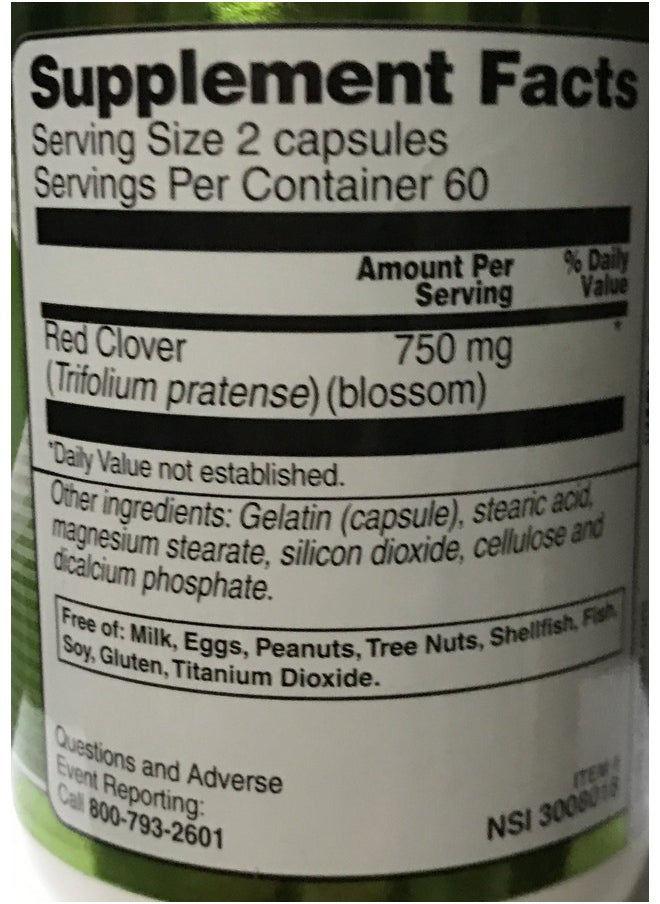 Vitacost Brand Vitacost Red Clover Blossom 750 Mg Per Serving 120 Capsules  - Image 3