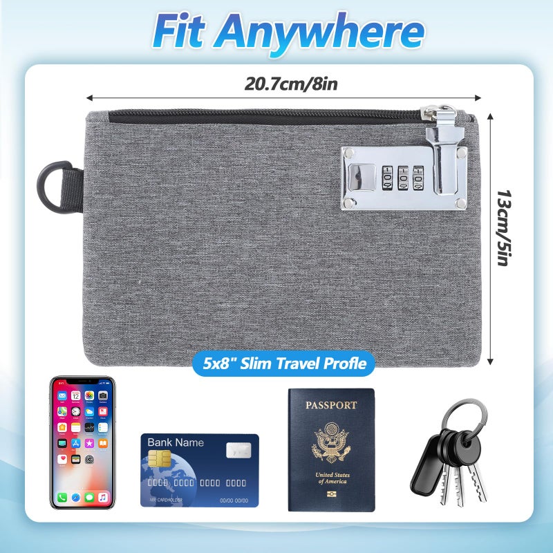 Josojoou Money Bag with Lock, 5x8in Nylon Notary Bag with Lock, 3-digit Combination Locking Bank Bags for Store Cash, Jewelry, Passport, Medicine, Credit Cards and Valuables, Storage Cash Bags - Image 2