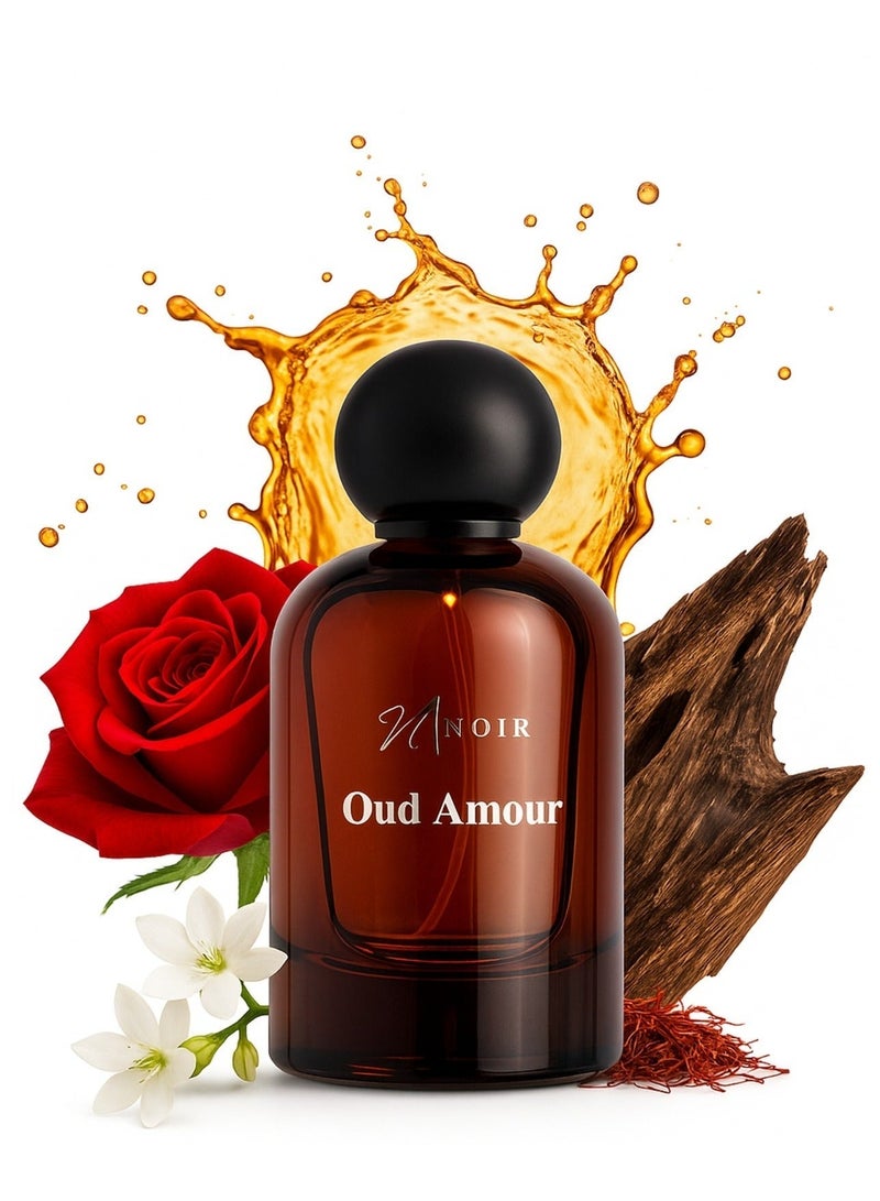 noir Oud EDP, Perfume for Men, 80ml & Oud Amour Eau de Parfum for Women – Luxurious Floral Oud with Jasmine, Rose & Sandalwood | Long Lasting - 100ml Bundle - Image 3