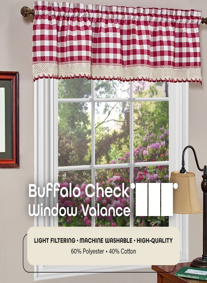 Achim Home Furnishings Bcvl14Bu12 Buffalo Check Valance, 58 X 14, Burgundy - Image 2