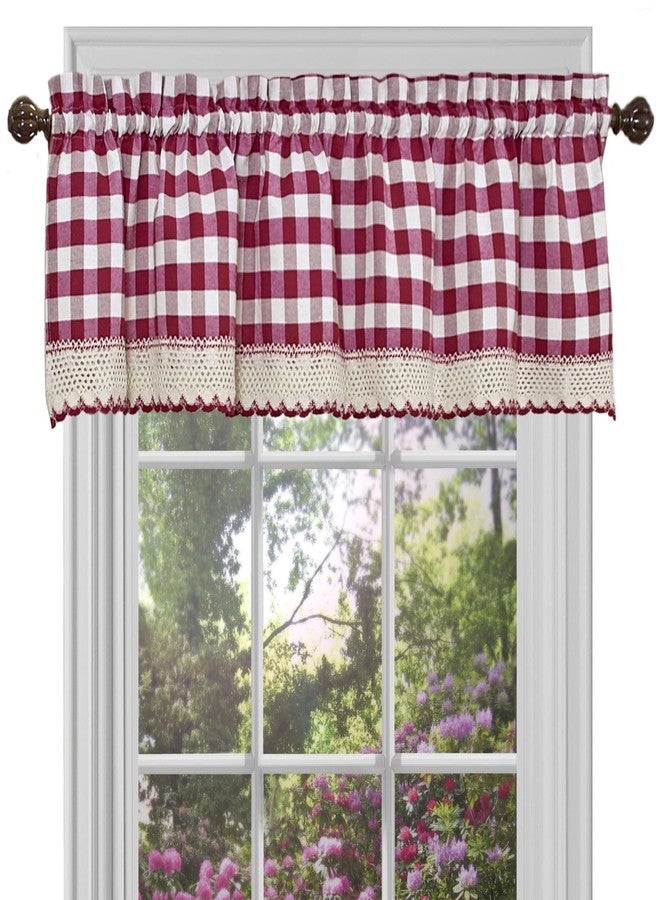 Achim Home Furnishings Bcvl14Bu12 Buffalo Check Valance, 58 X 14, Burgundy - Image 1