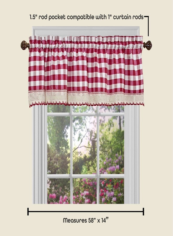 Achim Home Furnishings Bcvl14Bu12 Buffalo Check Valance, 58 X 14, Burgundy - Image 3