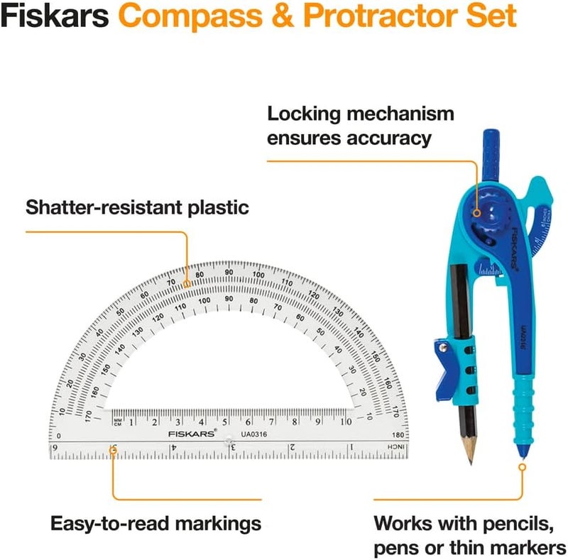 Fiskars Compass and Protractor Set for Ages 8+, 12 in. Compass - Image 5