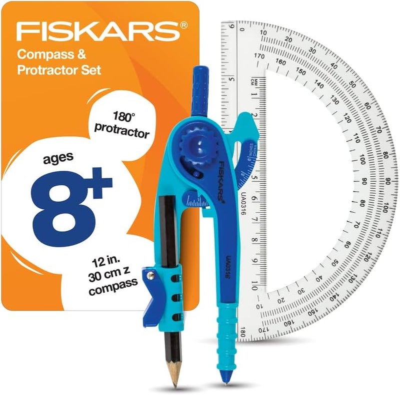 Fiskars Compass and Protractor Set for Ages 8+, 12 in. Compass - Image 1
