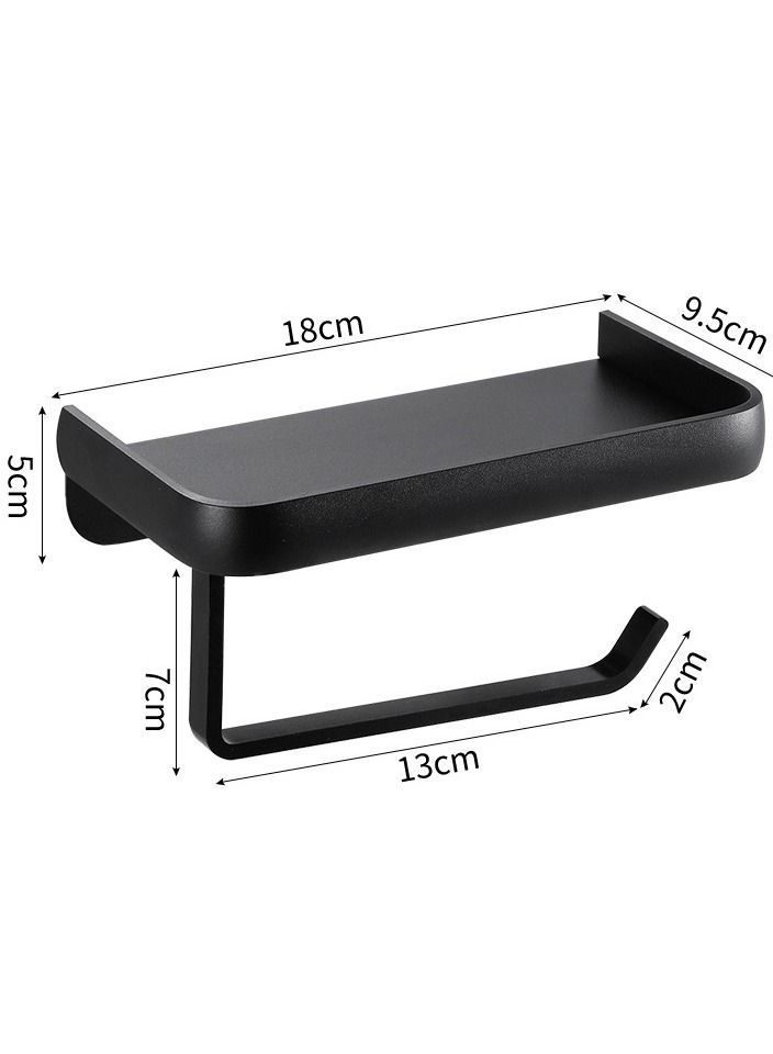Y&D Toilet Storage Rack Tissue Holder Self Adhesive Bathroom Mobile phone Roll Paper Shelf Perforation-free Aluminum Black - Image 5