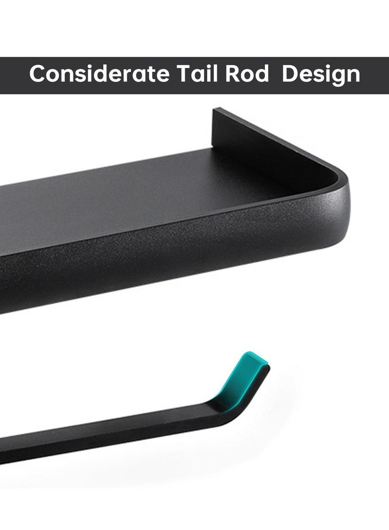 Y&D Toilet Storage Rack Tissue Holder Self Adhesive Bathroom Mobile phone Roll Paper Shelf Perforation-free Aluminum Black - Image 3