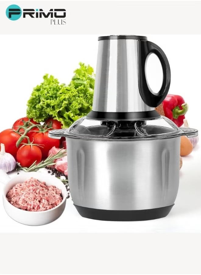 PRIMO PLUS Electric Meat Grinder, Food Processor Blender With 2L Stainless Steel Bowls, Vegetable And Fruit Chopper For Dicing, Mincing, Silver  - Image 3