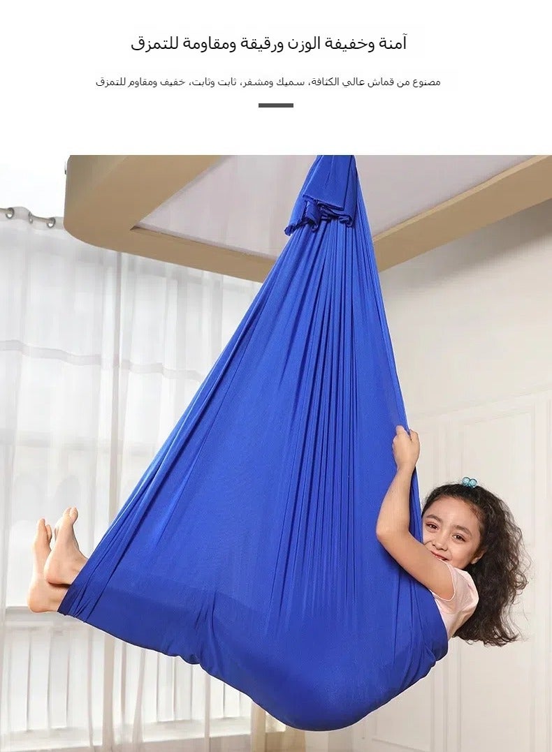 Generic Sensory Swing, Therapy Compression Cuddle Adjustable Hammock for Sensory Processing, Indoor & Outdoor Snuggle Use - Ideal for children(Hardware Kit Included) Blue  - Image 4