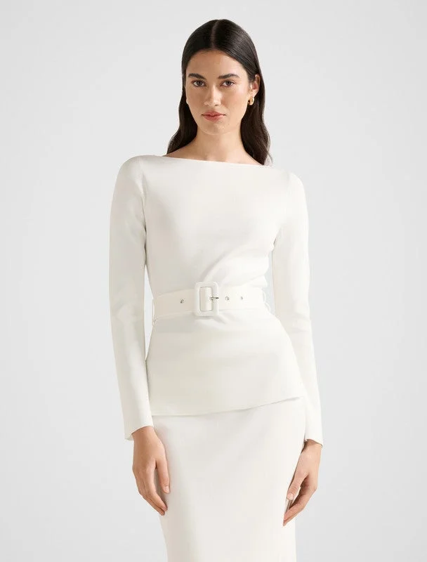 forever new ARABELLA Ribbed Belted Long Sleeves Knit Top