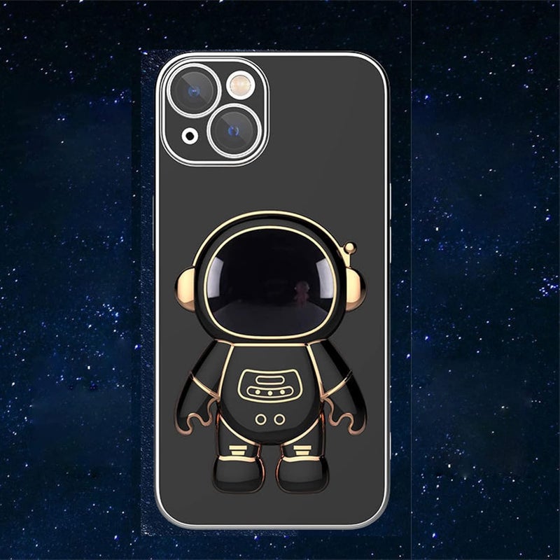 comfrt 6D Plating Astronaut Hidden Stand for iPhone, 2022 Phone Holder Finger Kickstand Cellphone Back Grip Foldable Cell Phone Stand for Desk Compatible with iPhone iPad Smartphones Tablets (Black) - Image 5